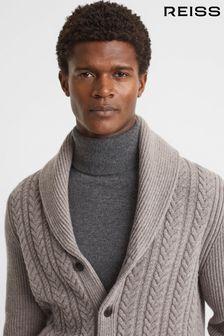 Reiss Mink Melange Ashbury Cable Knitted Cardigan (205021) | €195