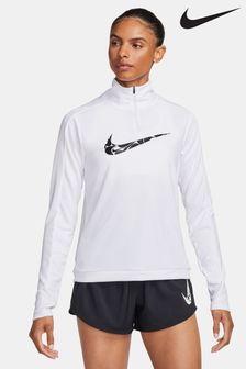 Alb - Bluză cu fermoar pe jumătate pentru stratul intermediar Nike Swoosh Dri-fit (205890) | 239 LEI
