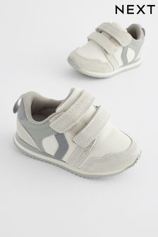 Neutral White Wide Fit (G) Double Strap Trainers (205903) | CA$61 - CA$66