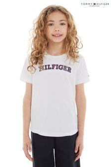 bela karirasta majica s kratkimi rokavi Tommy Hilfiger Kids Whitetartan (206051) | €15 - €16