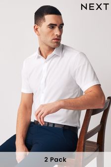 White Regular Fit Easy Care Short Sleeve Shirts 2 Pack (206117) | €42