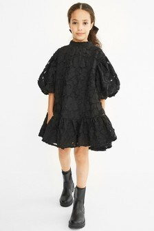 Black Textured Cotton Dress (3-16yrs) (206404) | KRW78,800 - KRW88,700