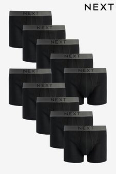 Black 10 pack A-Front Pure Cotton Boxers (206496) | $72