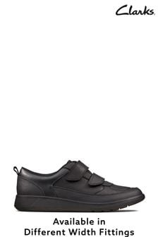 Clarks Black Multi Fit Leather Scape Flare Youth Shoes (206582) | €54 - €60