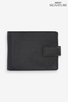 Black Monogram Signature Italian Leather Extra Capacity Wallet (206730) | $46