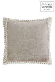 Catherine Lansfield Natural Velvet and Faux Fur Soft and Cosy Cushion