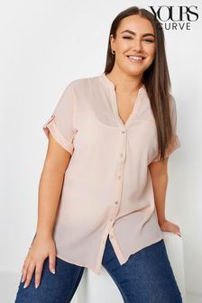 Yours Curve Pink Half Placket Blouse (207083) | OMR13