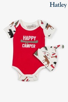 Hatley Red Happy Camper Baby Bodysuit With Hat