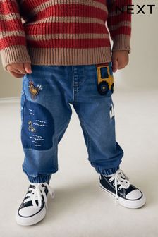 Mid Blue Farmyard Pull-On Cuffed Jeans (3mths-7yrs) (207260) | MYR 91 - MYR 103