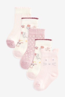 Lot de 5 paires de chaussettes à motif lapin et à fleurs (Enfant)