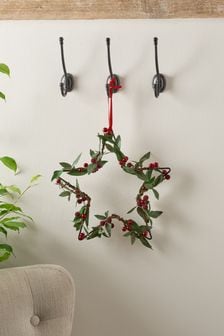 Red Artificial Foliage Christmas Star Wreath (207382) | $20