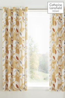 Catherine Lansfield Gold Inga Leaf Eyelet Curtains (207493) | ₪ 130