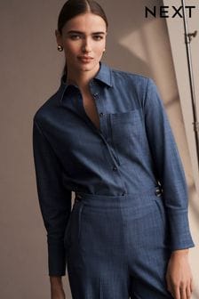 Blue Denim Look Tailored Shirt (207876) | kr406