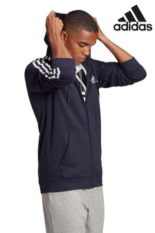 Marineblau - Adidas Fleece 3-stripes Zip Through Hoodie (208432) | 60 €