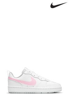 Nike White/Pink Court Borough Low Youth Trainers (208439) | kr920