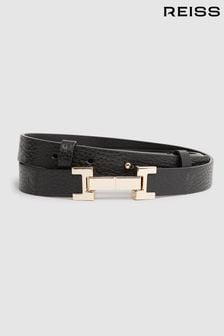 Negro - Cinturón tipo bisagra con forma de cuadrado en cuero Hayley de Reiss (208516) | 87 €