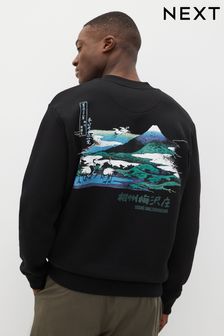 Black Hokusai Graphic Sweatshirt (208530) | $62