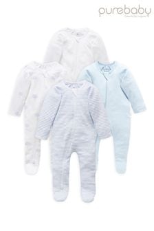 Purebaby Zip Sleepsuits 4 Pack (209463) | AED299