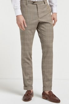 Taupe Skinny Fit Check Suit: Trousers (209643) | €13