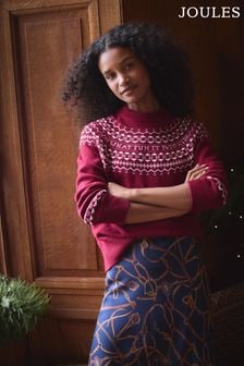 Joules Eve Red Festive Fair Isle Jumper (210269) | $120