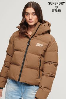 Superdry Brown Hooded Boxy Puffer Jacket (210747) | $136