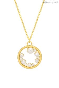 Gold Tone - Estella Bartlett Circle Pearl Cubic Zirconia Necklace (211542) | kr530