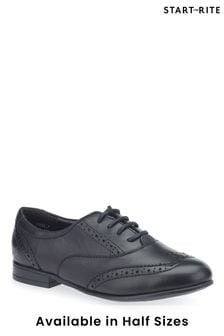 Czarny - Start-rite Matilda Black Leather Lace Up School Shoes F & G (212116) | 345 zł