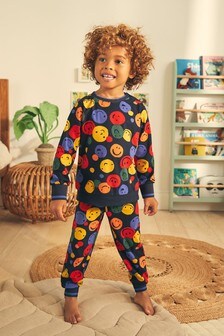 Black/Orange/Blue Smiley Face - 2 Pack Cosy Fleece Pyjamas (9mths-12yrs) (212596) | kr306 - kr426