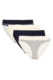 Lot de 4 culottes en coton mélangé avec bordure en dentelle