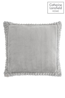 Catherine Lansfield Silver Velvet and Faux Fur Soft and Cosy Cushion