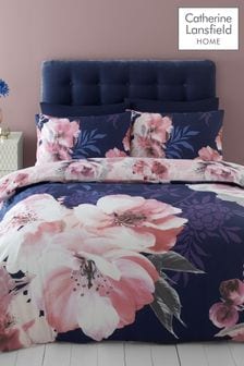 Catherine Lansfield Navy Dramatic Floral Duvet Cover And Pillowcase Set (213614) | ₪ 93 - ₪ 140