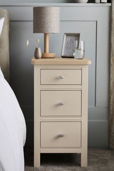 Stone Hampton Country Collection Luxe Painted Oak 3 Drawer Slim Bedside Table (213882) | €400