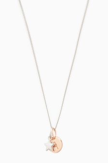 Sterling Silver Rose Gold Plated Star Initial Necklace (214148) | ₪ 78