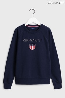 GANT Navy Blue Shield Crew Neck Sweatshirt (214261) | $94