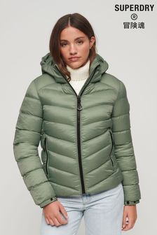 Зеленый - Дутая куртка с капюшоном Superdry Fuji (214405) | €69