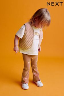 Short Sleeve T Shirt with Gilet and Flare Leggings Set (3mths-7yrs)