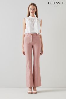 LK Bennett Avery Pink Italian Linen Cotton Trousers (214740) | $331