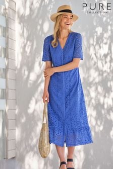 Pure Collection Kleid mit Lochstickerei, Blau (214916) | 113 €