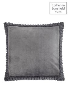 Catherine Lansfield Grey Velvet and Faux Fur Soft and Cosy Cushion