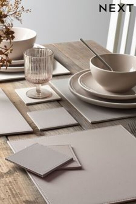 Natural Reversible Faux Leather Set of 4 Placemats & Coasters (215107) | €23