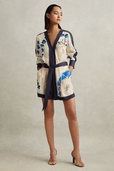 Reiss Blue Isabella Printed Belted Playsuit (215299) | 1,744 SAR