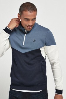 Blocked Zip Neck Top