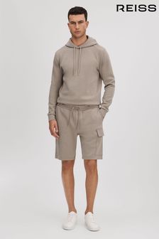 Reiss Taupe Oliver Drawstring Jersey Shorts (215402) | $214