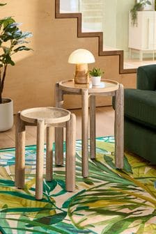 Set of 2 Natural Travertine Effect Set of 2 Nest of Tables (215429) | €245