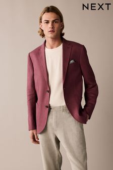 Pink Slim Linen Blend Blazer (216273) | OMR34