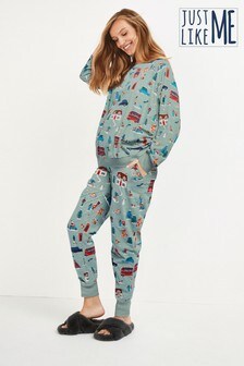Zelena London Buses - Womens Maternity Matching Family Cosy Christmas Pyjamas (216906) | €28