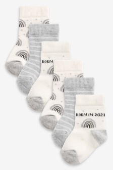 Lot de 5 paires de chaussettes Born in 2021 en coton majoritaire (Nouveau-né)