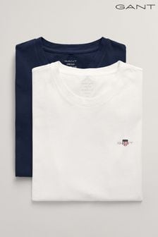 أبيض - Gant Boys Shield Logo Neck T-shirts 2 Pack (217429) | 16 ر.ع