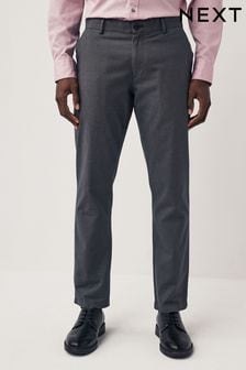 Charcoal Grey Slim Smart Textured Chino Trousers (217703) | 129 QAR