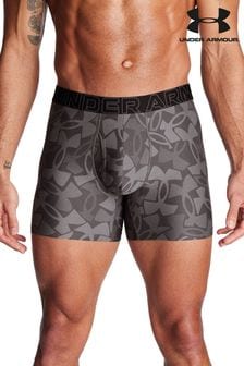 Under Armour Gun Metal Grey Performance Tech Printed Boxers 3 Pack (217726) | AED189